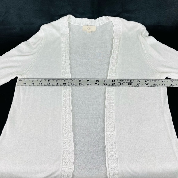 Ann Taylor LOFT Outlet Open-Front Ultra Lightweight Long Cardigan White Medium - Picture 4 of 11